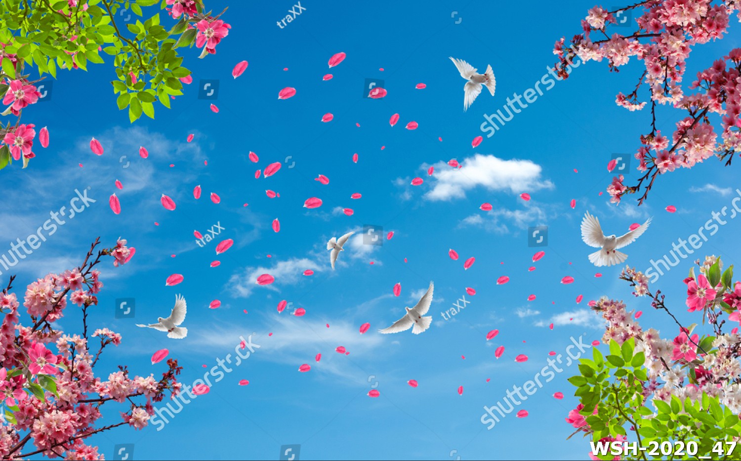 Dán trần trời xanh và hoa WSH-2020_47